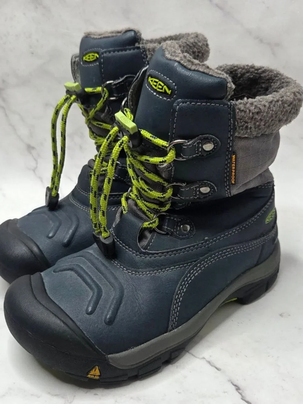Keen Basin WP Blue Winter Snow Boots Waterproof Fleece Lined Kids Boys 2